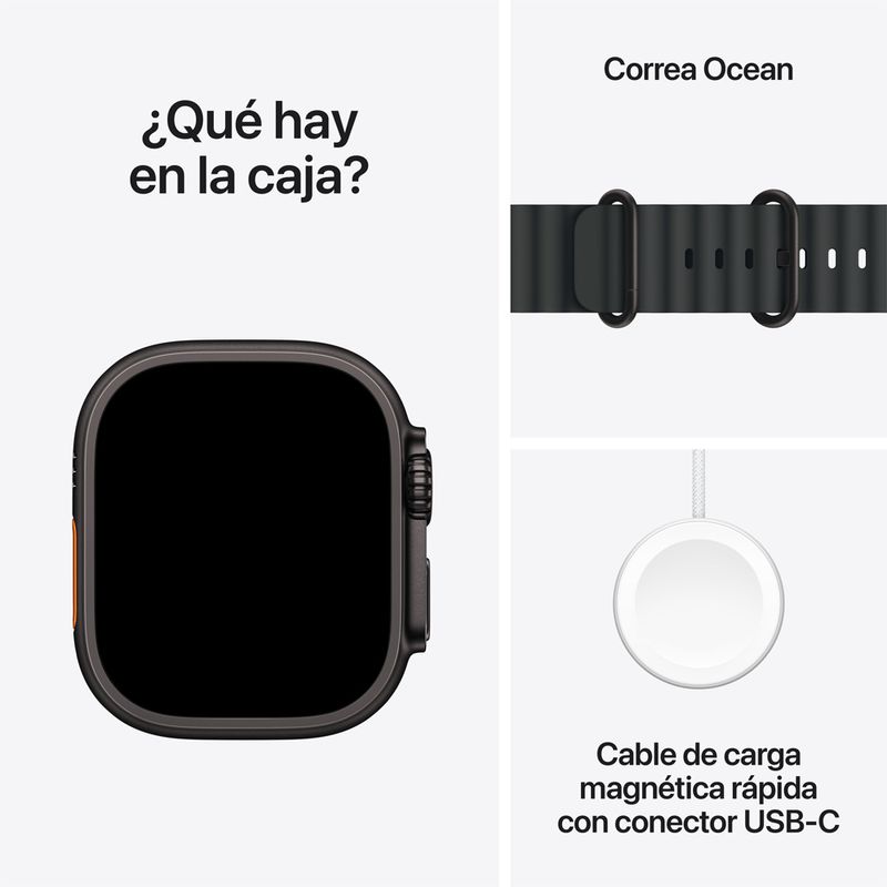 Apple Watch Ultra 3 GPS + Cellular Con Caja De Titanio de 49mm y Correa Ocean - Black Titanium