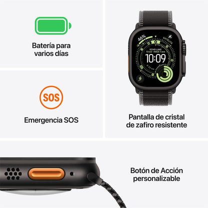 Apple Watch Ultra 3 GPS + Cellular Con Caja De Titanio de 49mm y Correa Ocean - Black Titanium